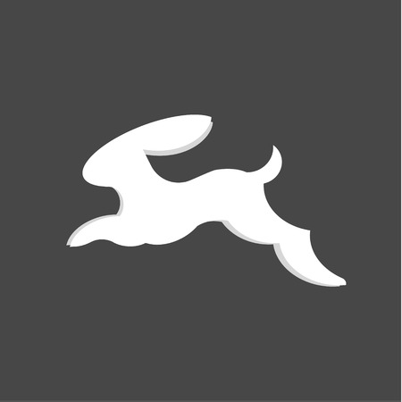 Jumping bunny rabbit, vector abstract minimalism flat illustrations artのイラスト素材