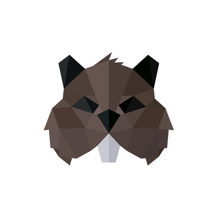 Rodent polygon logos low poly style illustration brown toothy animal faces artの写真素材