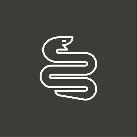 Snake symbol twisted into the geometric shape sign illustration of minimalist log artの写真素材