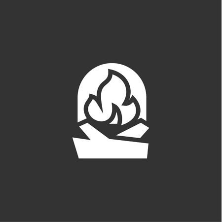 urning fireplace with wood in an open fire vector flat style illustrations artのイラスト素材