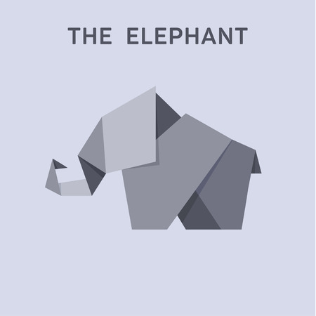 Origami elephant flat style design illustration animals artのイラスト素材