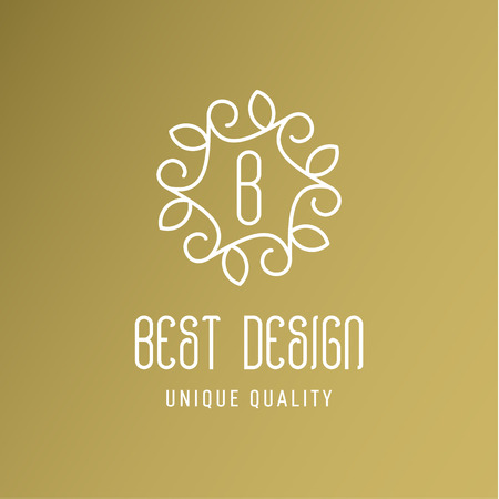 Ornament with leaves best design a gold logo, line style artのイラスト素材