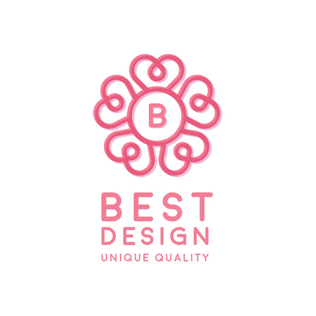 Ornament of Hearts the Circle in form Sign under center with letter B artのイラスト素材