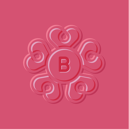 Hearts illustration pink surround style, the letter B artのイラスト素材