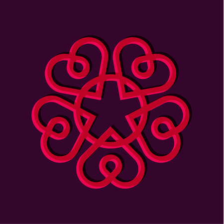 Art Linear Monogram vintage vector illustration with hearts on a wedding themeのイラスト素材