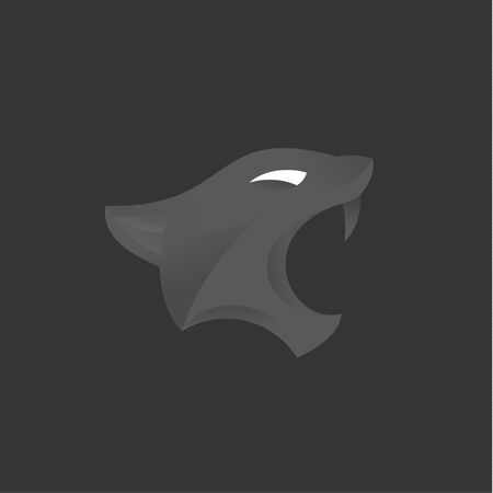 Head of the cat family, aggressive with open mouthの写真素材