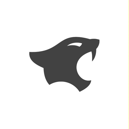 Panthers head with open mouth in minimalism flat  sign illustrationsの写真素材