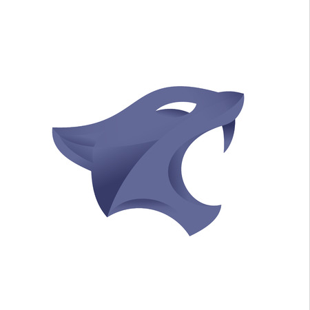 Sports sign purple cat head with open mouth on a white background vector illustration of the trend styleの写真素材