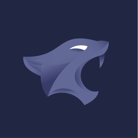 Lioness head with fangs sign in trend style purple gradient effectsの写真素材