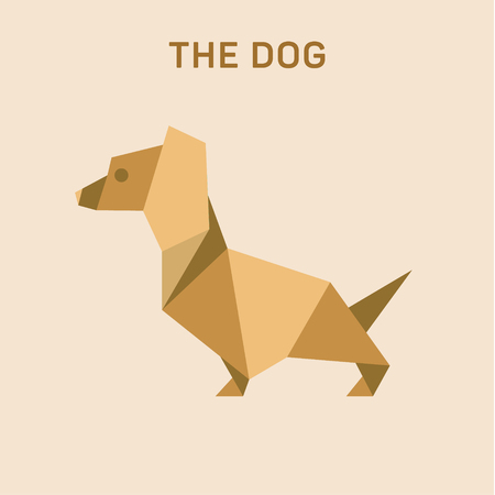 Dachshund Dog Basset Flat Origami vector illustration, low poly.のイラスト素材