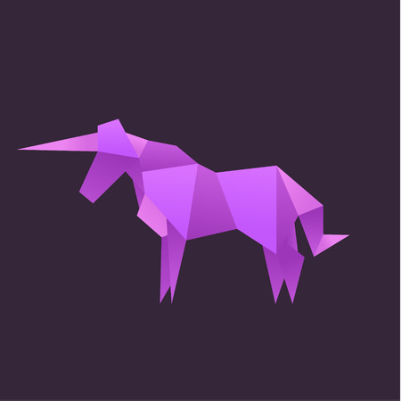 Origami Unicorn Animals vector illustration logoのイラスト素材