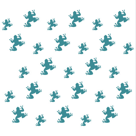 Toad frog, green background pattern, vector animal in flat.のイラスト素材