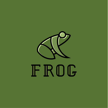 Frog illustration logos sign mark vector trend on green background.のイラスト素材