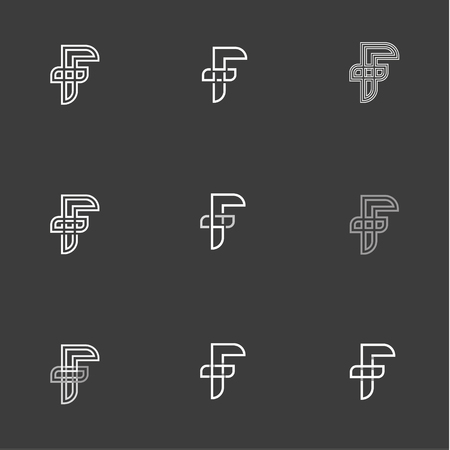 Letter F set vector signs Monogram Minimalism illustration of abbreviations in Flat a linear style Modern graphics Designのイラスト素材