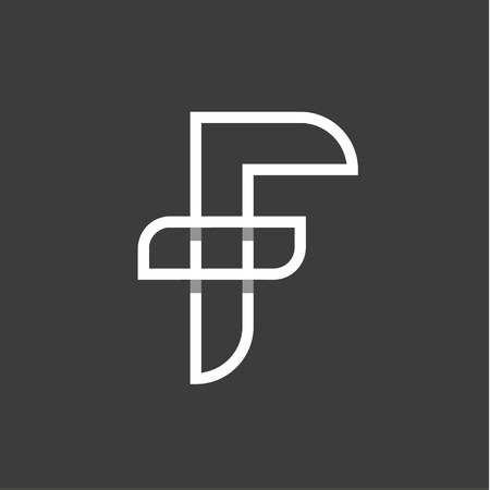 F letter abbreviation Heraldry vector illustrations in a modern vintage flat trend style.のイラスト素材