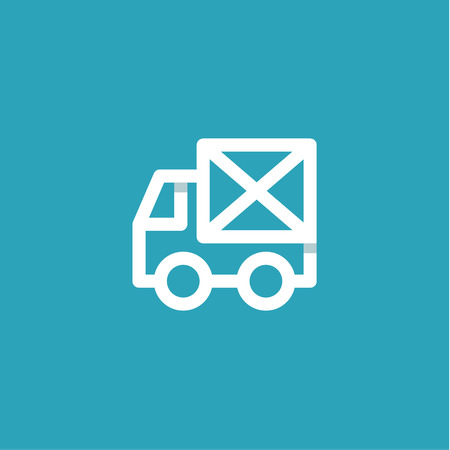Truck mail in an envelope linear style on a blue background.のイラスト素材