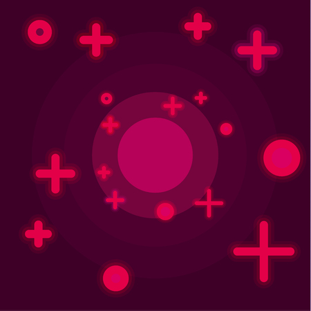 Flat Space abstract background claret color vector style with a cross in the form of stars and circlesの写真素材