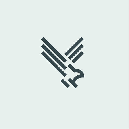 Bird in flight fauna sign logos design art style flat linear markのイラスト素材