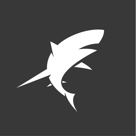 Black and White Shark icon with minimalism vector illustration of marine.のイラスト素材