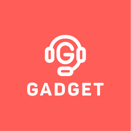 Headphones with letter G from center of the gadget icon design flat minimal styleの写真素材