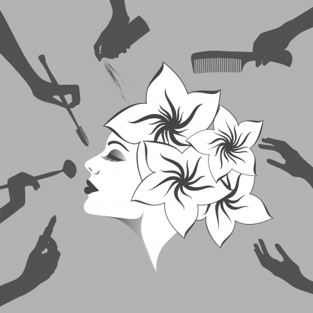 Woman profile in a beauty salon, vector illustrationの写真素材