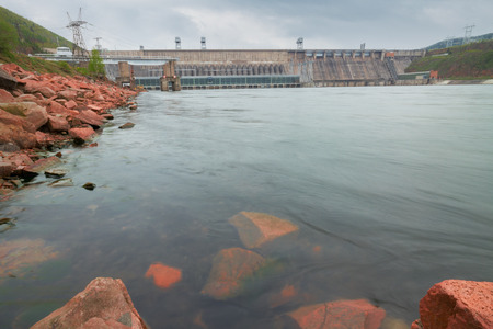 Hydroelectric Power Station in Krasnoyarsk, Russiaの写真素材