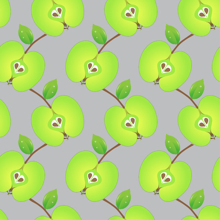 Pattern made of sliced green apples. Seamless backgroundのイラスト素材
