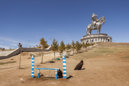 Tsonjin Boldog, May, 06 2016: 40-meters tall statue of Genghis Khan on horseback. Statue Complex, Tsonzhin-Boldog, Mongoliaのeditorial素材