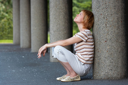 girl emotion out doorsの写真素材