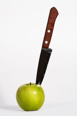 green apple on whiteの写真素材