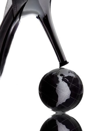 globe with North America continent to be henpecked on whote backgroundの写真素材