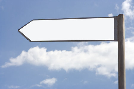 white pointer on blue sky with clouds