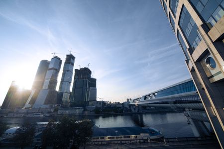 business building under blue skyの写真素材