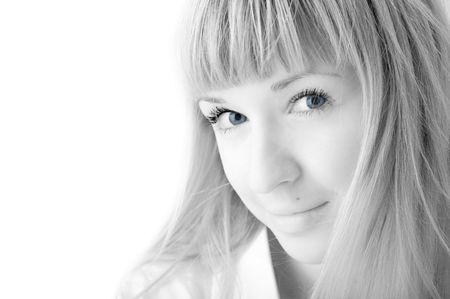 beauty girl portrait on white backgroundの写真素材