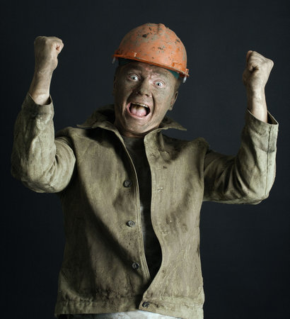 close-up portraitm worker man mine