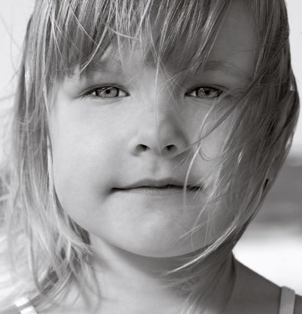 close-up face of little girlの写真素材