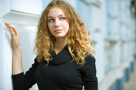 portrait beauty woman in the cityの写真素材