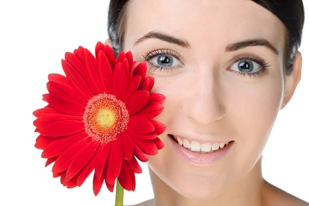 beauty woman closeup portrait isolated on white backgroundの写真素材