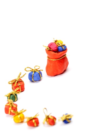 christmas gifts icolated on white backgroundの写真素材