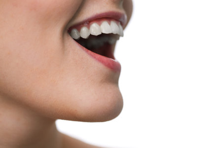 beauty close-up woman face over white background