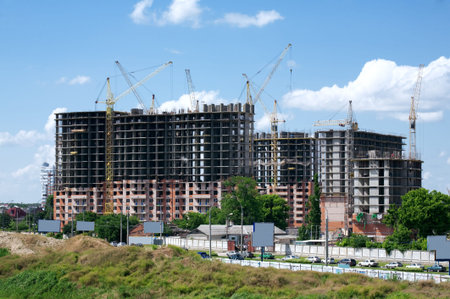 Construction site with crane and building 