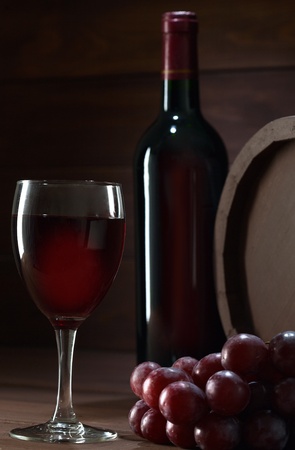 bottle of wine in the cellar of  woodenの写真素材