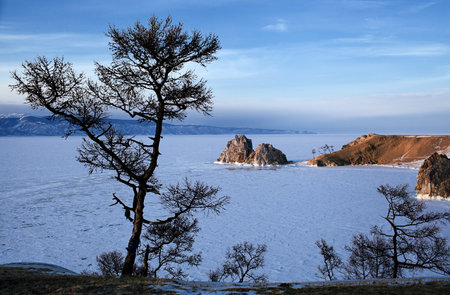 lake of Baikal in winterの写真素材