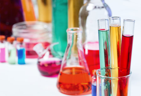 The tubes in the laboratory,  soft focus
