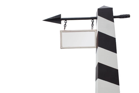signpost arrow over white backgroundの写真素材