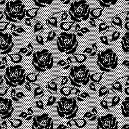 black lace seamless pattern on white backgroundのイラスト素材