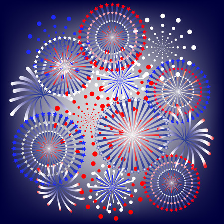 fireworks in colors of usa flagのイラスト素材