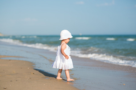 baby on the sea beachの写真素材