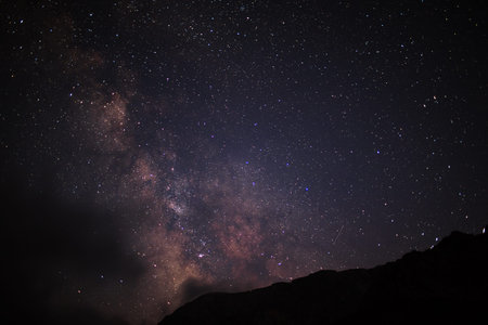 night sky wih milkyway  in mountain