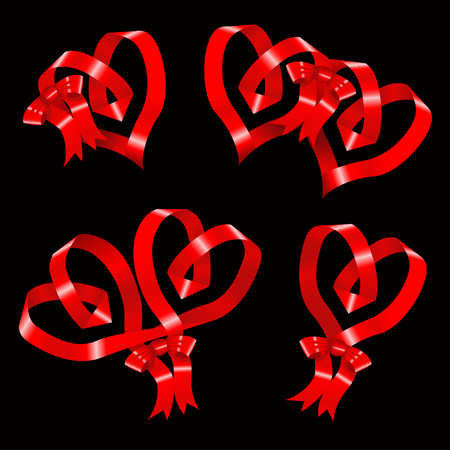 Heart of ribbon set of vector symbols.のイラスト素材